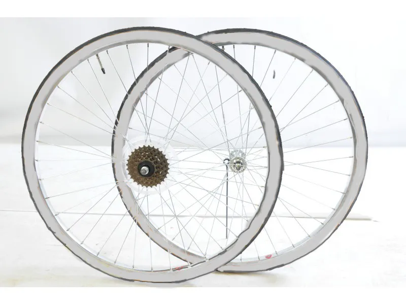 27x1 1-4 MULTI SPEED WHEEL SET WITH TYRES,TUBES FREEWHEEL FOR 50's 80's RACER