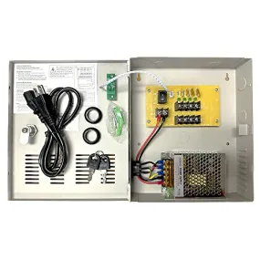 4 Channel 4 Port Power Box Security Camera 12V DC 5A Amp CCTV DVR Power Supply Switch Box Key Locked