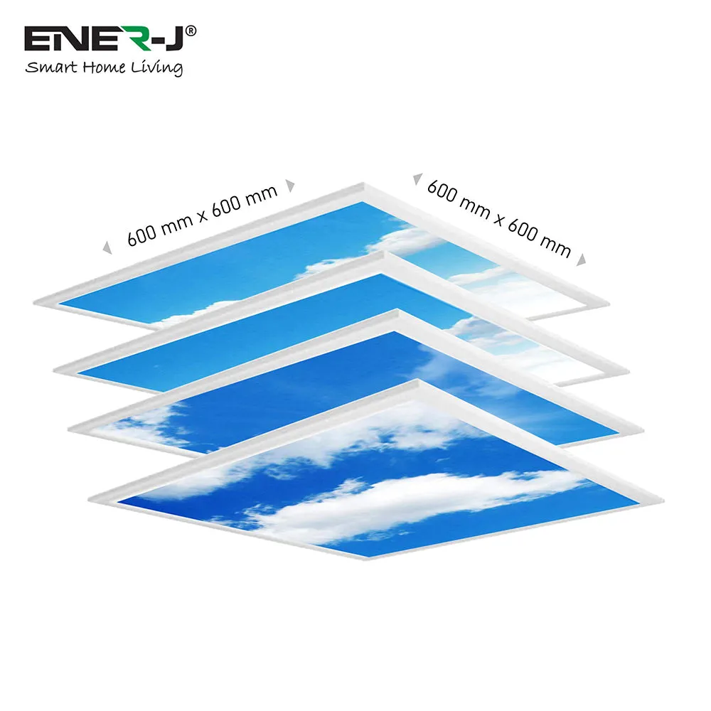 40W SKY LED 3D Ceiling Panel 60x60cms, Set of 4 Ultra Thin LED Panels, for Waiting Area, Hallway, Office and Home