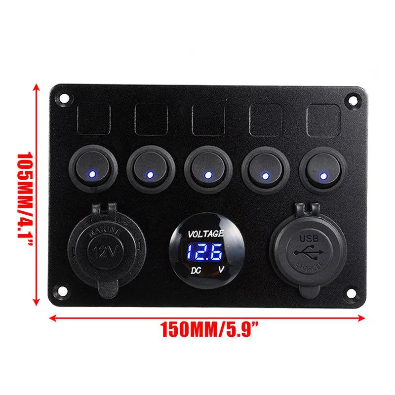 5 Rocker Switch | USB | Voltmeter | Power Socket Panel