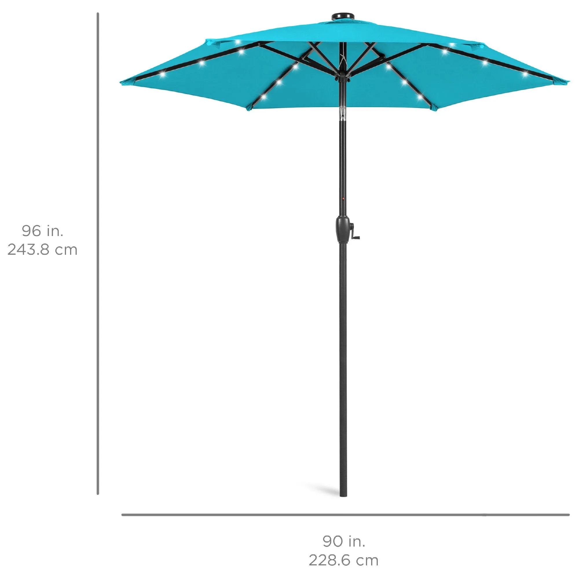 7.5ft Outdoor Solar Patio Umbrella w/ Push Button Tilt, Crank Lift