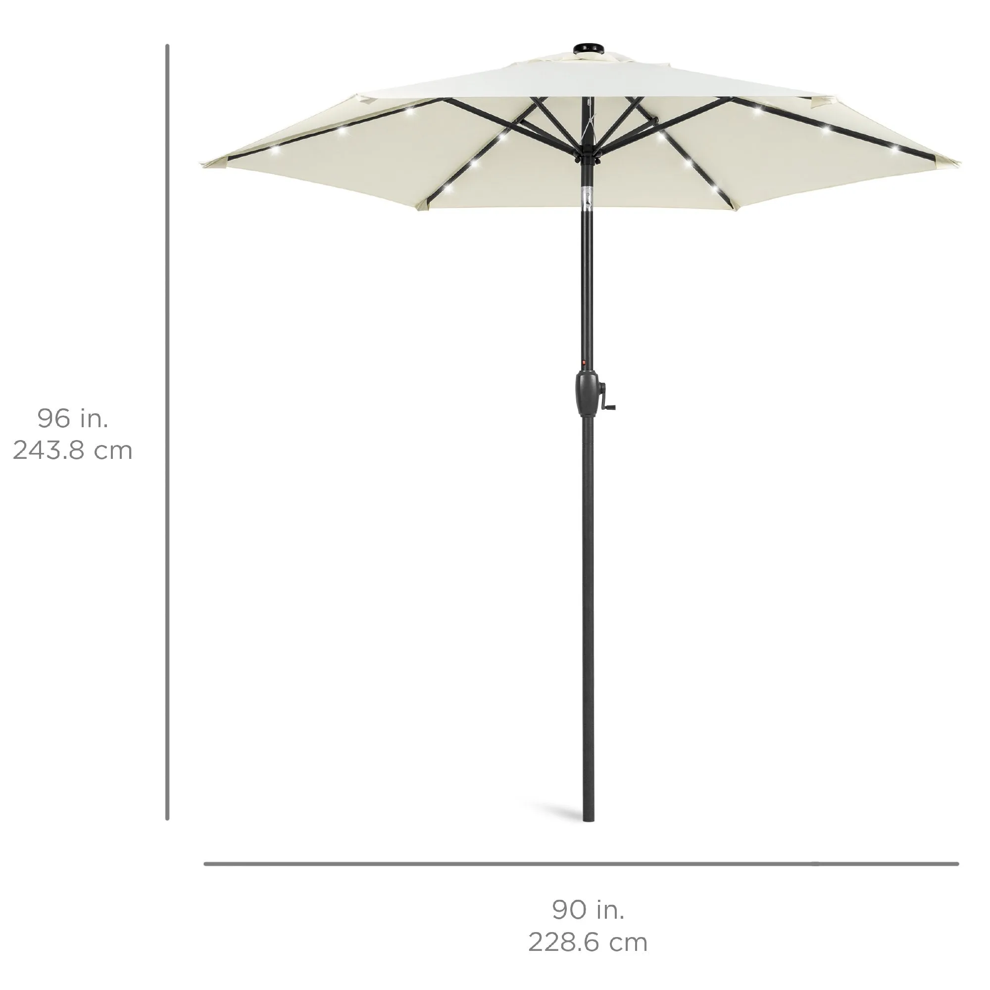 7.5ft Outdoor Solar Patio Umbrella w/ Push Button Tilt, Crank Lift