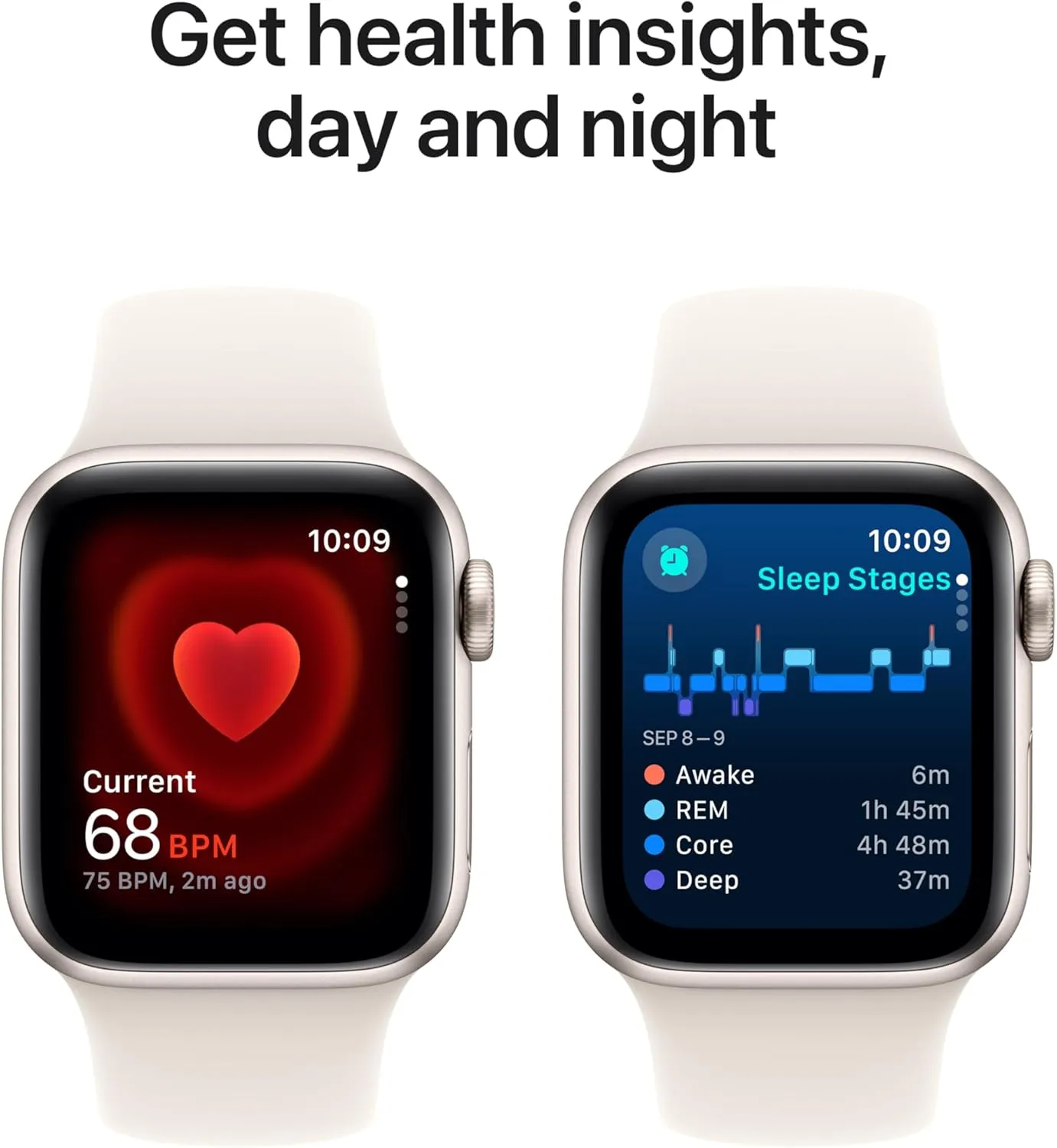 Apple Watch SE (2nd Gen) GPS 40mm - Starlight Aluminium Case with Starlight Sport Band (S/M), Fitness & Sleep Tracking, Crash Detection, Heart Rate Monitor, Retina Display