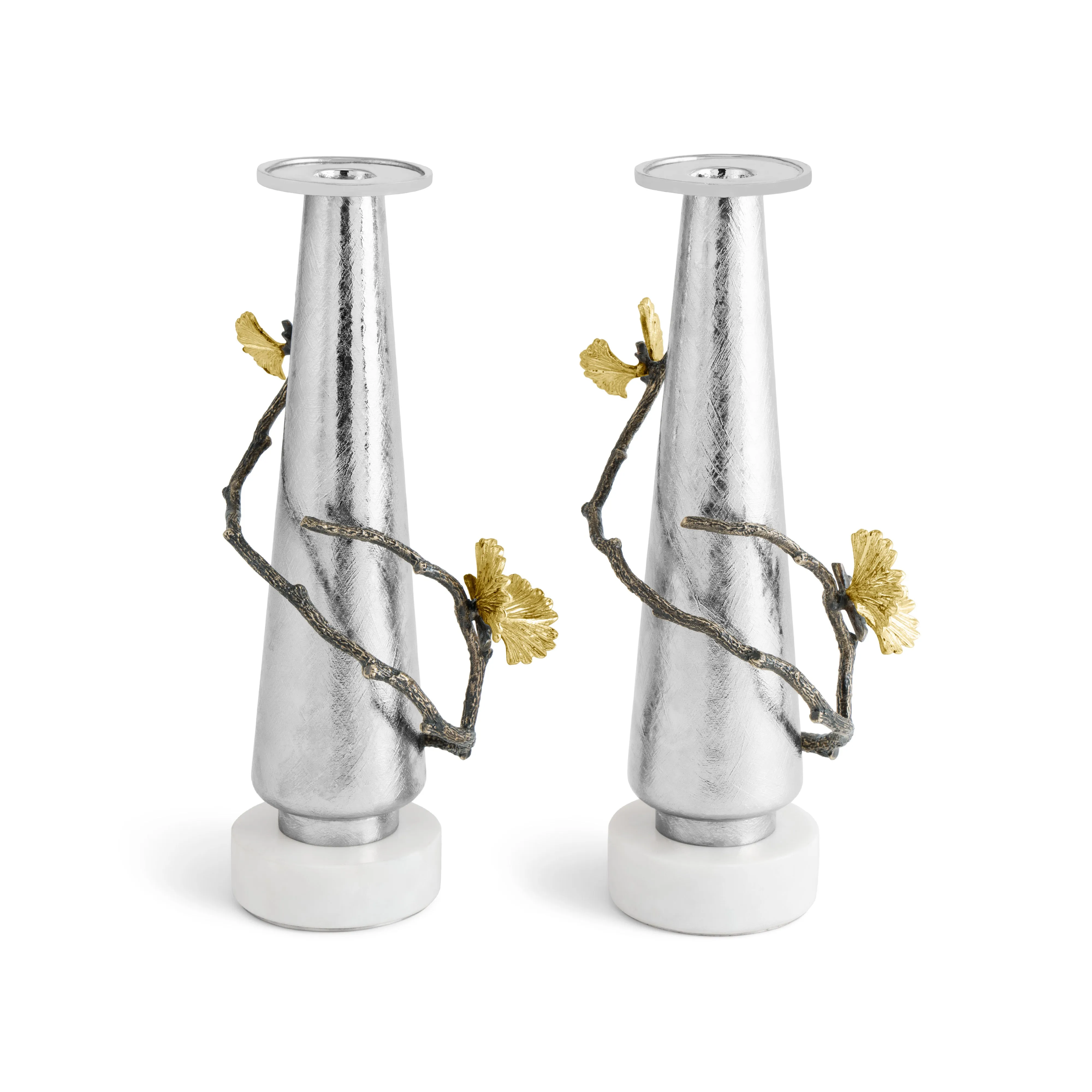 Butterfly Ginkgo Gold Candleholders