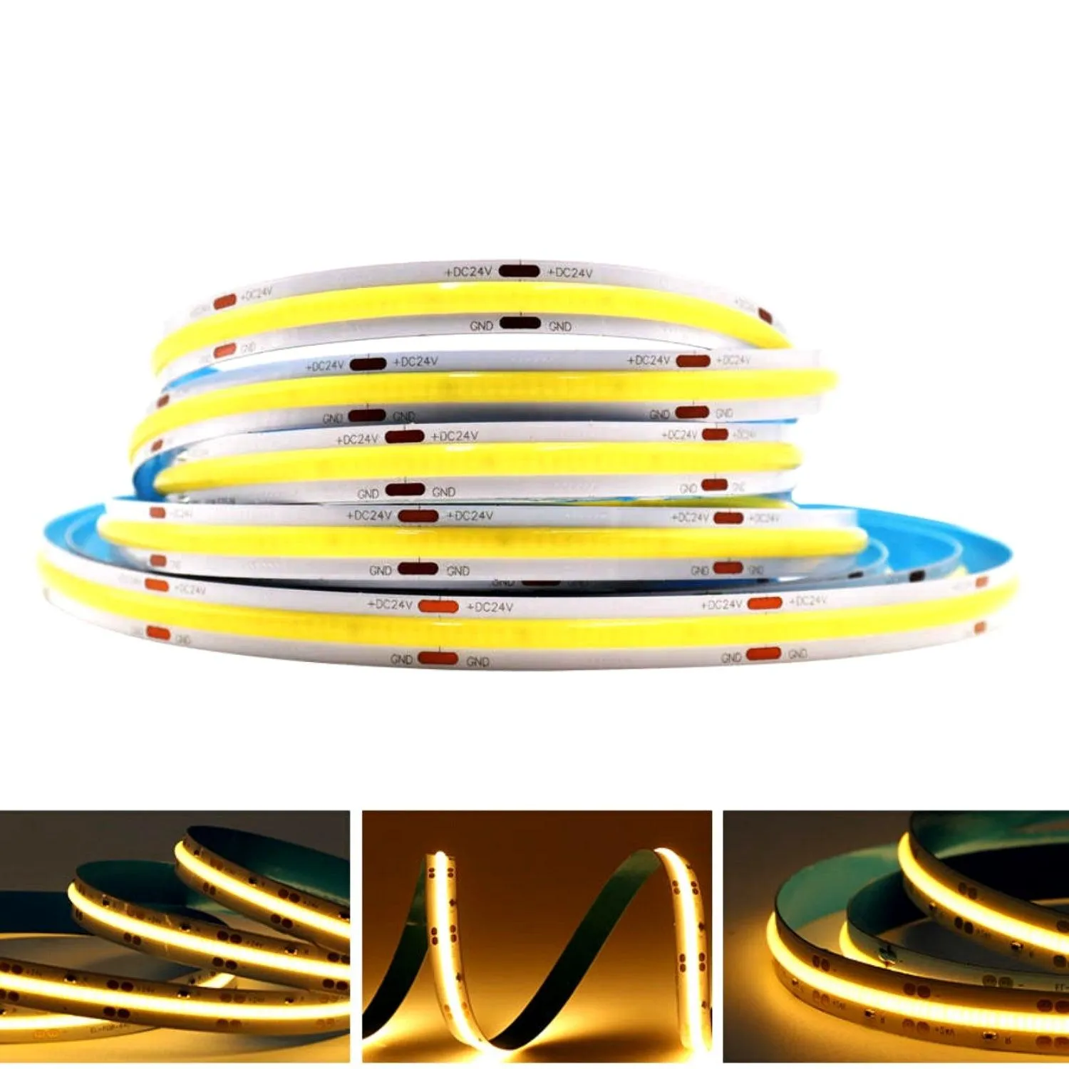 COB LED Strip Light Cool White 6000K 24V 352 LEDs/m IP20 Waterproof