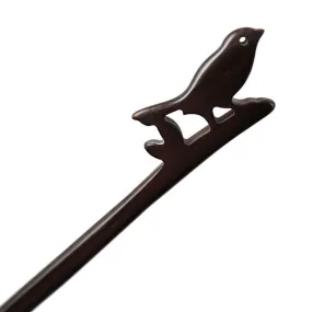 Crystalmood Handmade Carved  Ebony Wood Hair Stick Sparrow