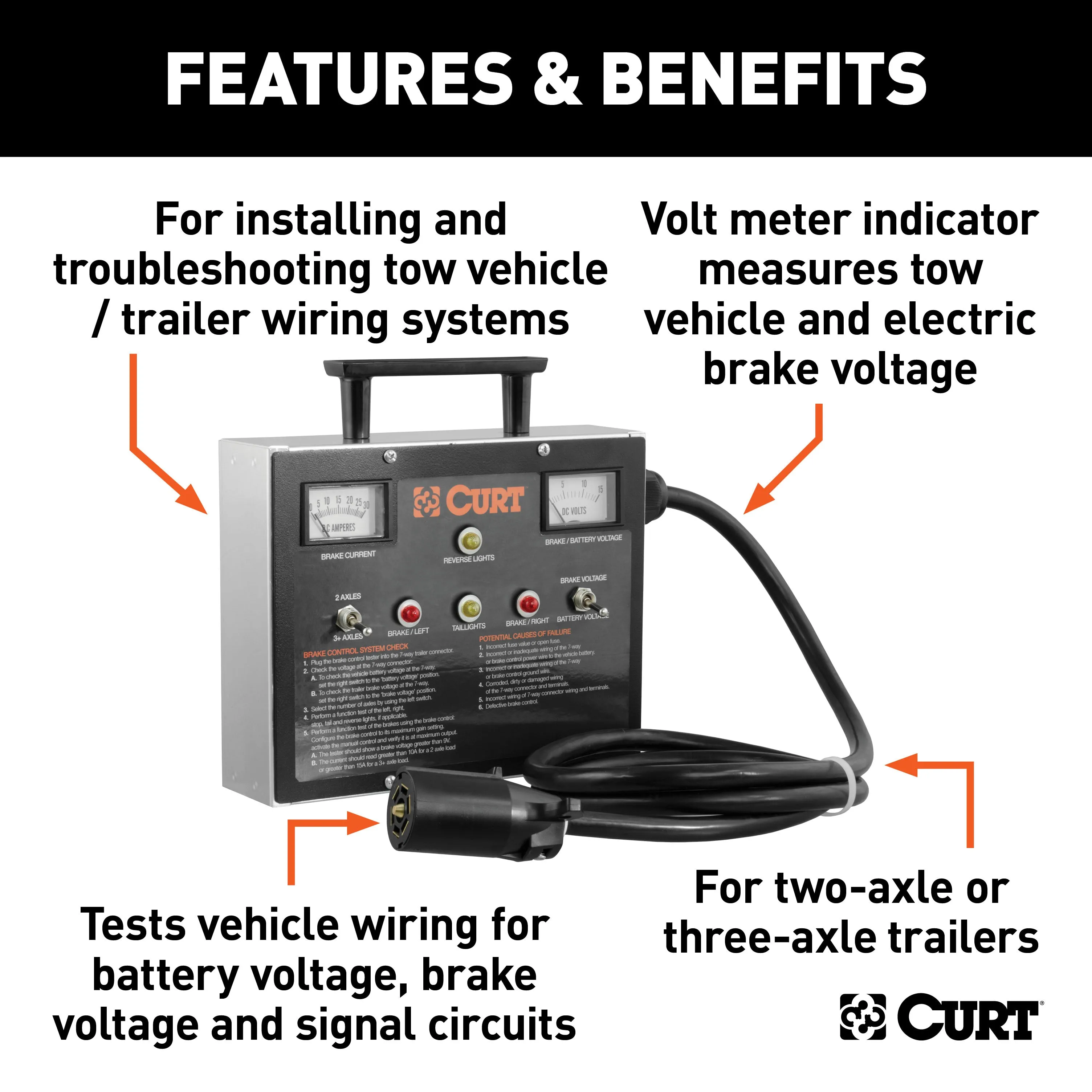 CURT 51498 CURT 51498 7-Way RV Blade Trailer Brake Controller Tester