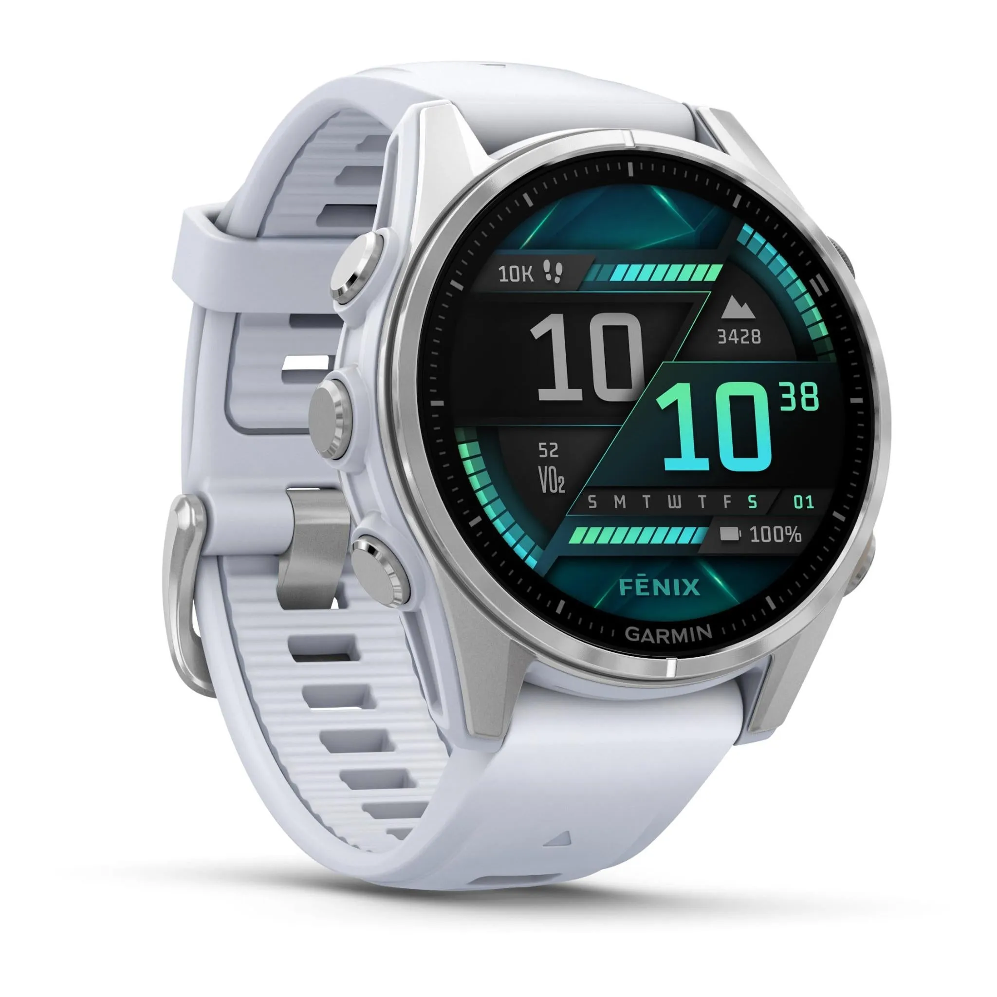 Garmin fenix® 8 43mm AMOLED Glass Bare Stainless Steel with Whitestone Band