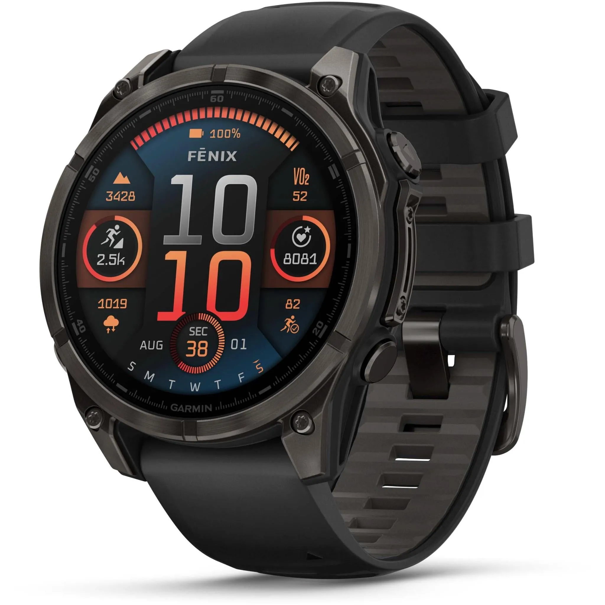 Garmin fenix® 8 47mm AMOLED Sapphire Edition Carbon Grey Titanium with Black   Pebble Grey Band