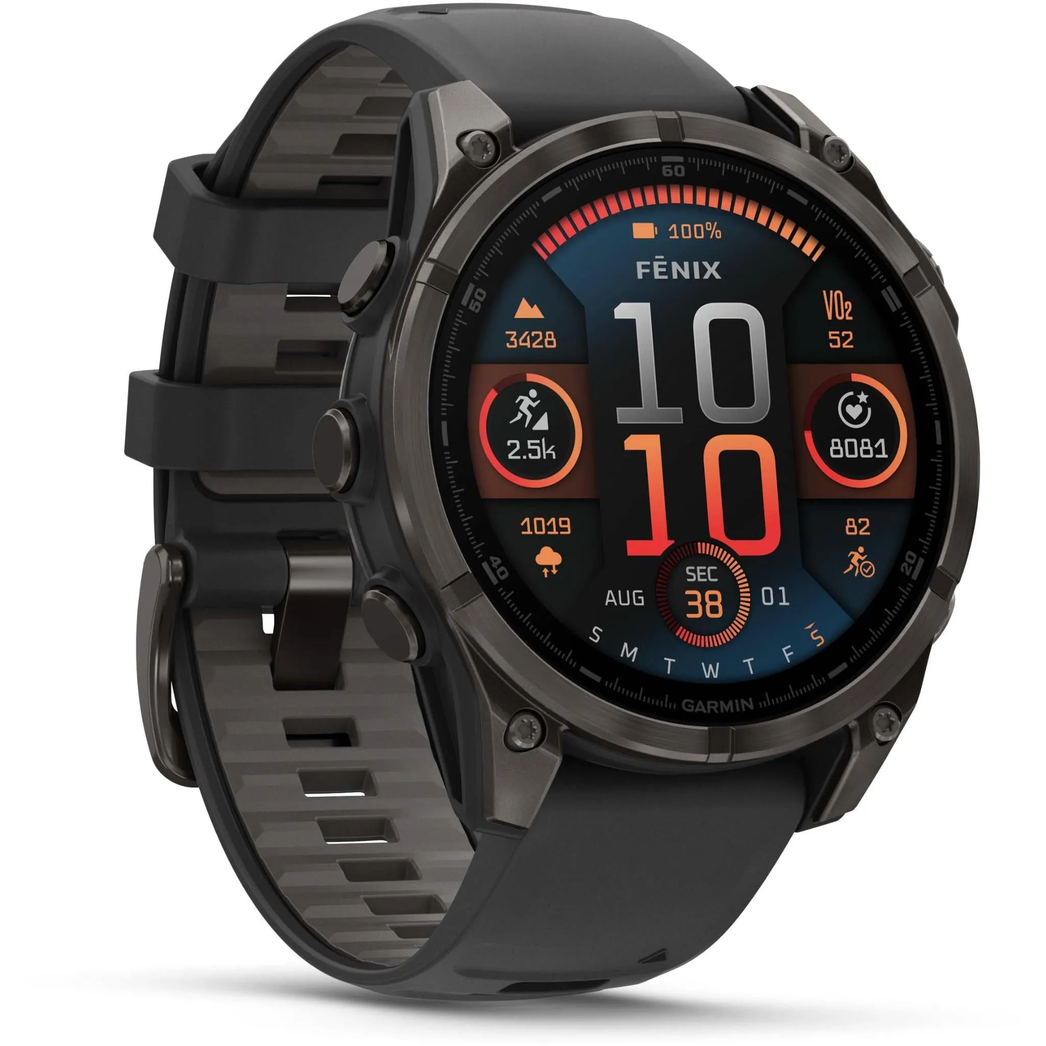 Garmin fenix® 8 47mm AMOLED Sapphire Edition Carbon Grey Titanium with Black   Pebble Grey Band