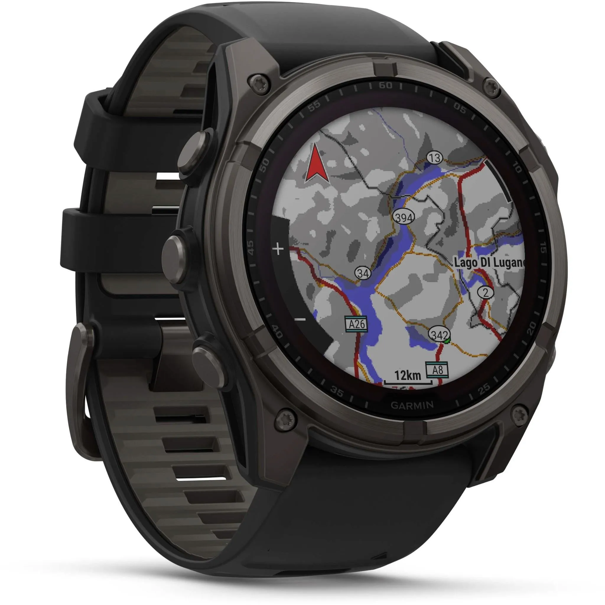 Garmin fenix® 8 51mm SOLAR Sapphire Edition Carbon Grey Titanium with Black   Pebble Grey Band