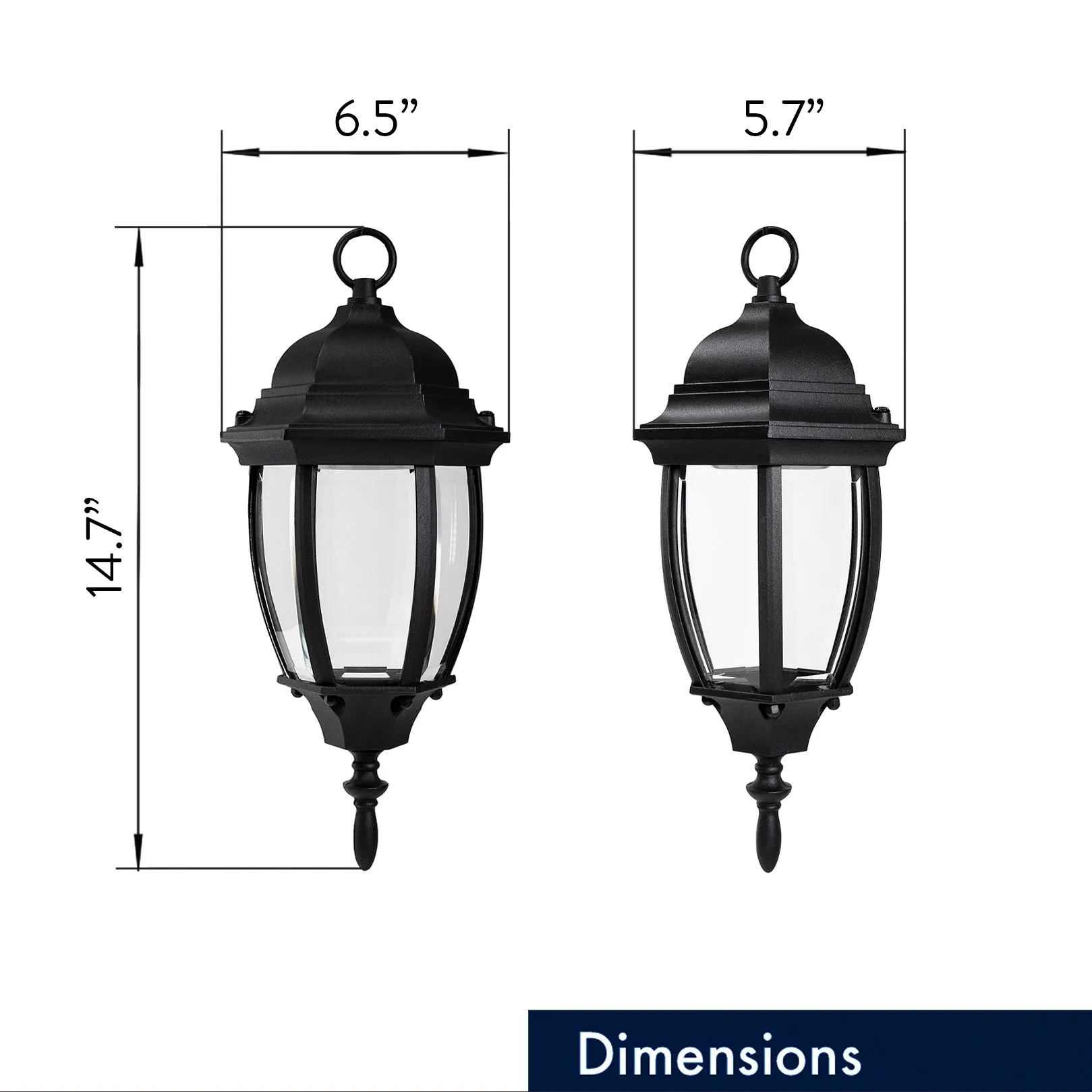 Integrated LED Curved Glass Indoor / Outdoor Pendant Lantern, 800 Lumens, 3K, Damp Location, Black Finish with Clear Glass