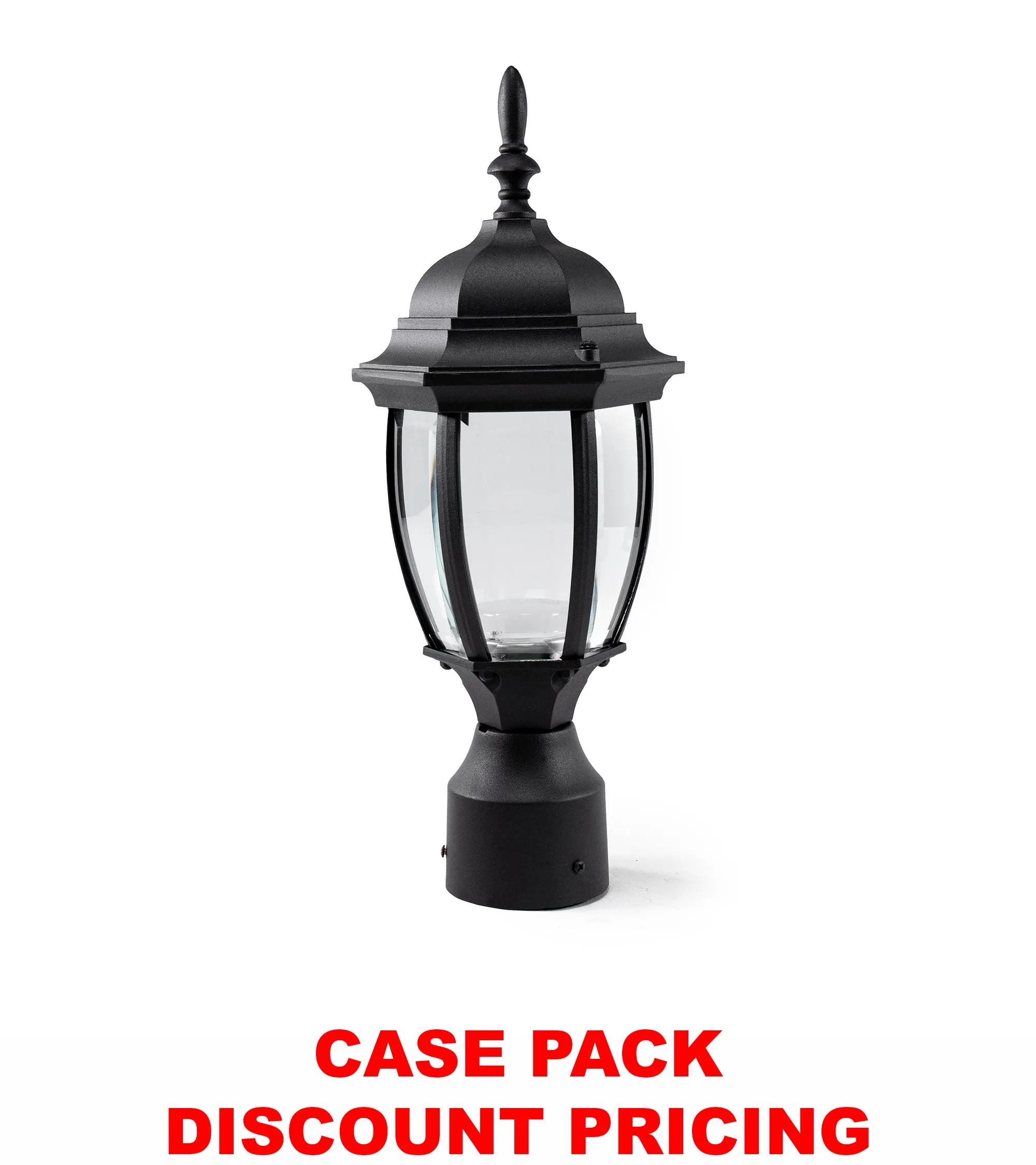 Integrated LED Curved Glass Post Lantern, 800 Lumens, 3K, Wet Location, Black Finish with Clear Glass