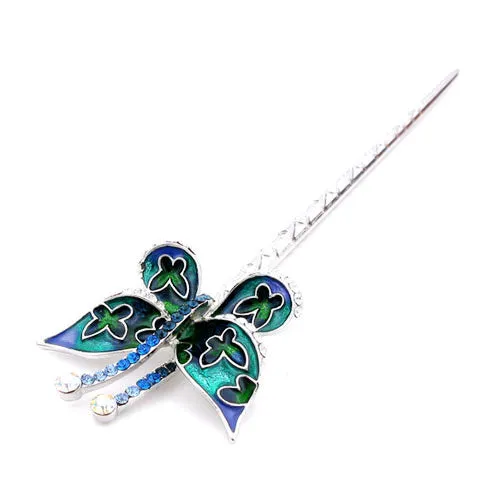 LUX Enamel Butterfly Swarovski Rhinestone Hair Stick