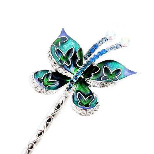 LUX Enamel Butterfly Swarovski Rhinestone Hair Stick