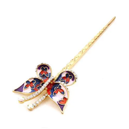 LUX Enamel Butterfly Swarovski Rhinestone Hair Stick