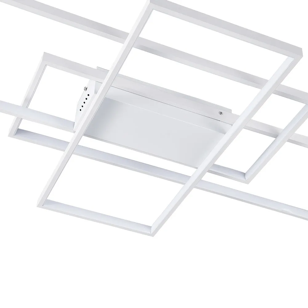 Neutral Style Rectangular LED Semi Flush Ceiling Light in White