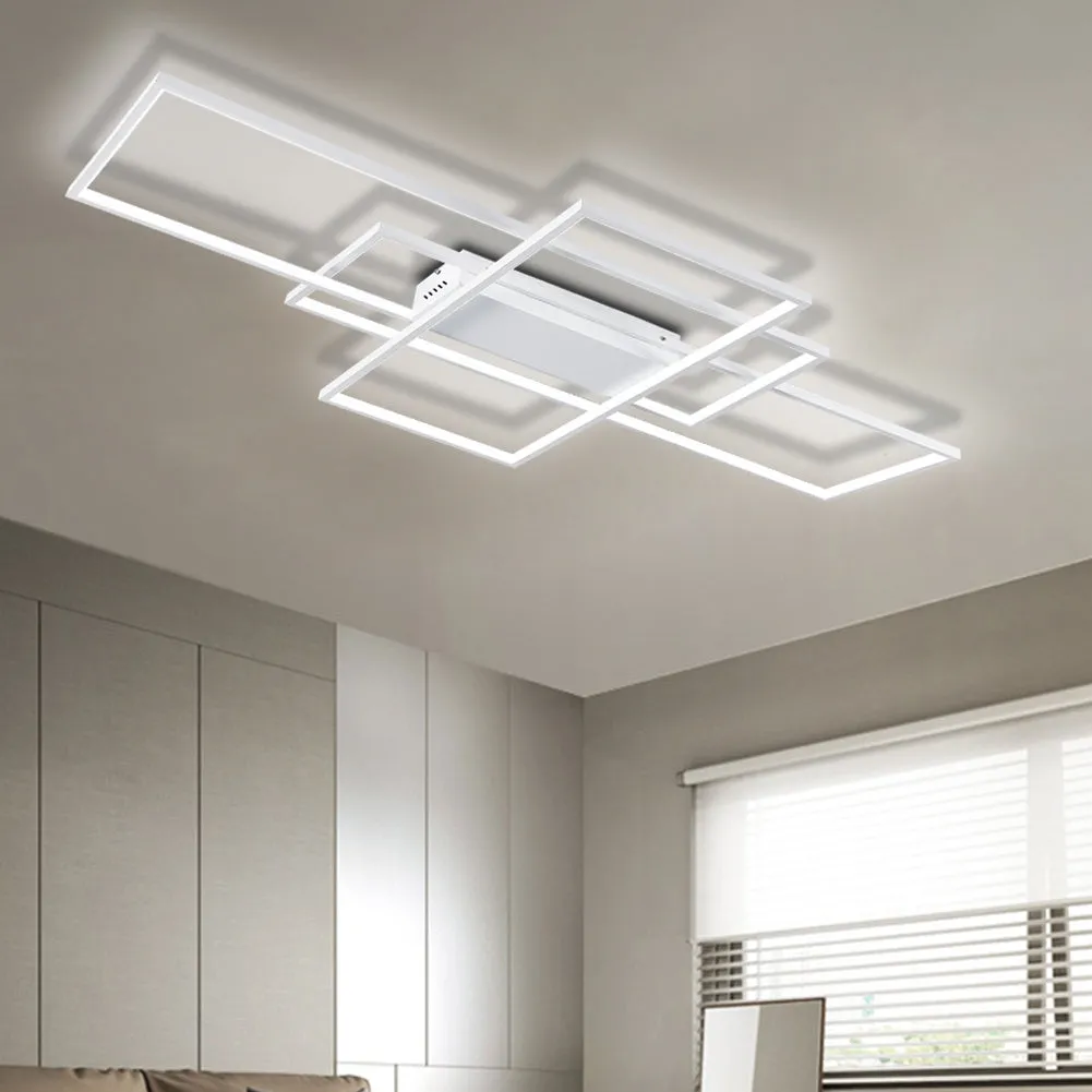 Neutral Style Rectangular LED Semi Flush Ceiling Light in White