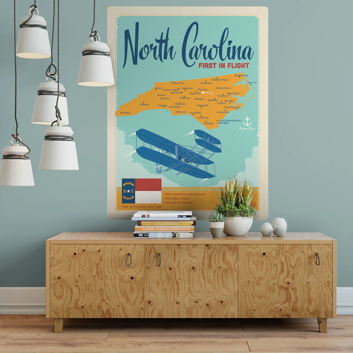 North Carolina First in Flight State Map Decal