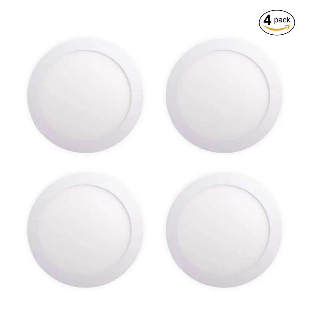 Pack of 4 12W Recessed Round LED Downlight Mini Panel 170mm Diameter, 4000K, with Transformer, Great Heat Dissipation, No Dazzling, Not Flashing, No Warm-up Time Required