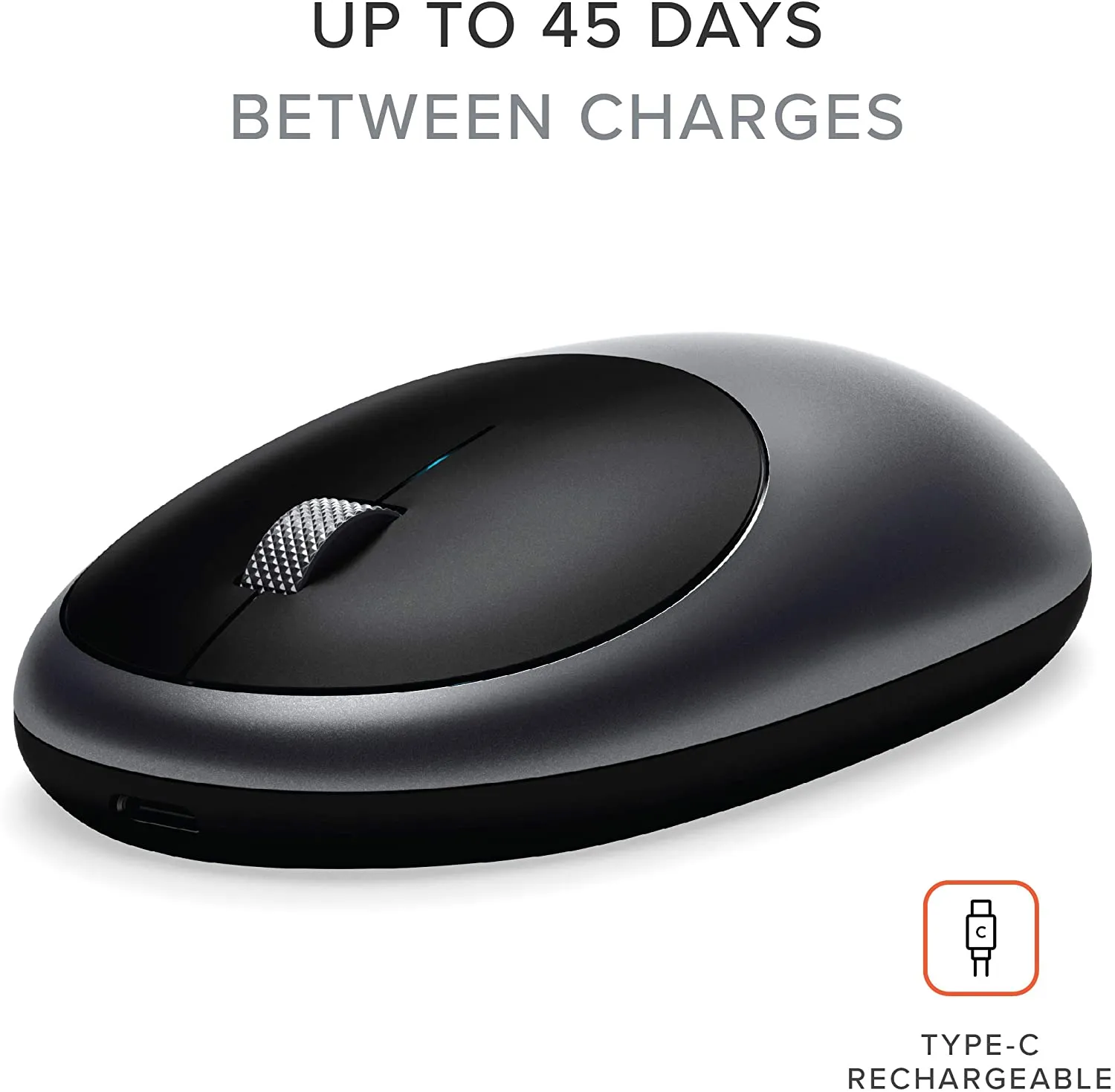 Satechi Aluminum M1 Bluetooth Wireless Mouse with Rechargeable Type-C Port - Compatible with Mac Mini, iMac Pro/iMac, MacBook Pro/Air, 2020/2018 iPad