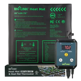 Seedling Heat Mat 20" x 20.75" with Heating Thermostat Outlet Controller BN-LINK