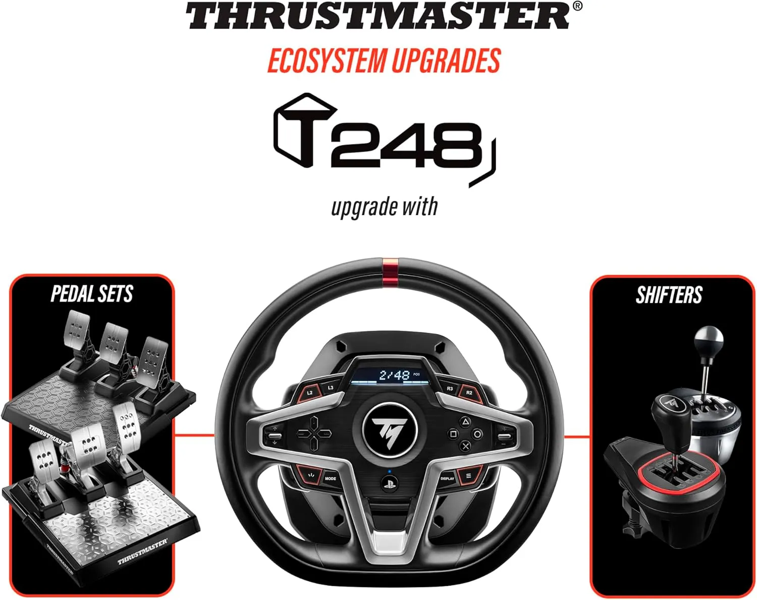 Thrustmaster T248 Racing Wheel & Pedal Set with Force Feedback for PS5, PS4, & PC