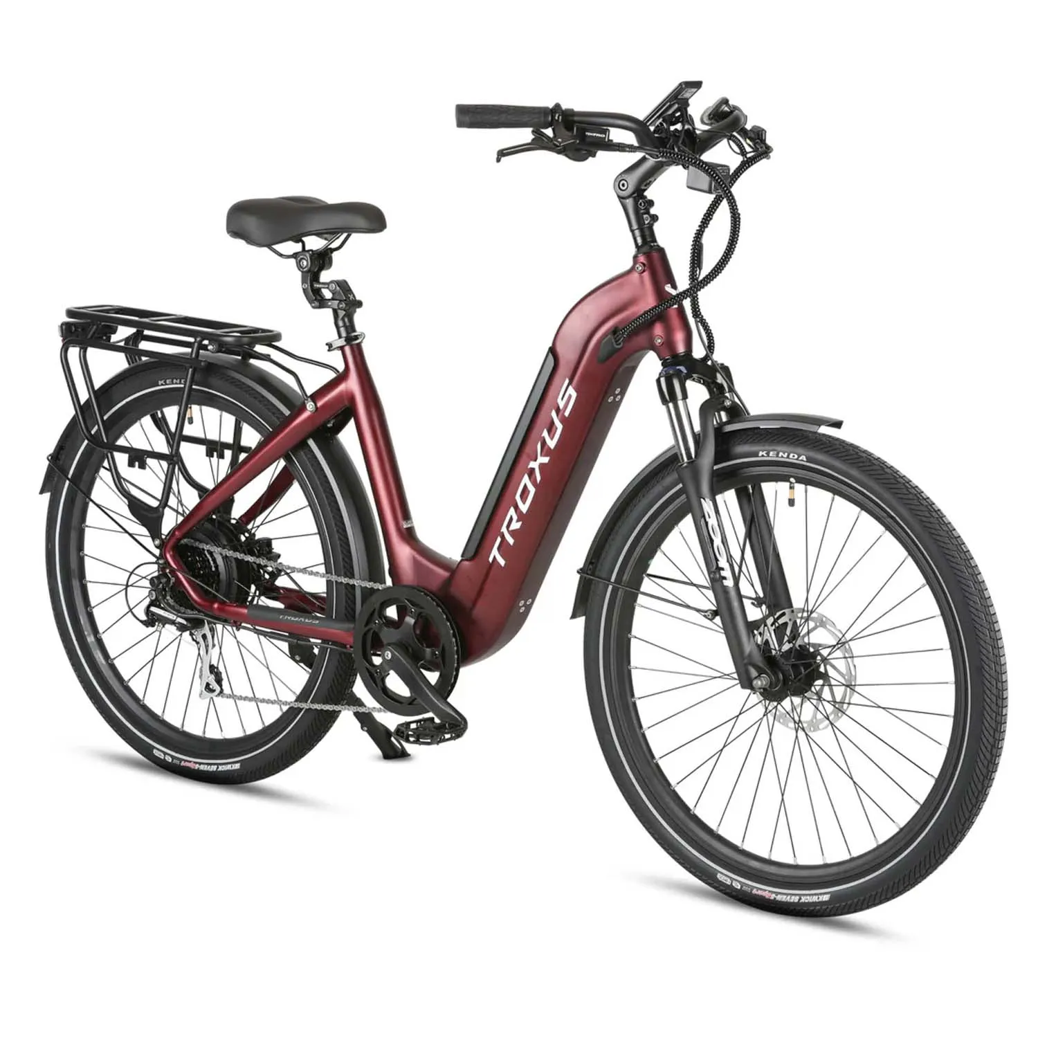 Troxus Trax 1.0 Commuter EBIKE, 500 Watt 48V 15 A, Red, Medium