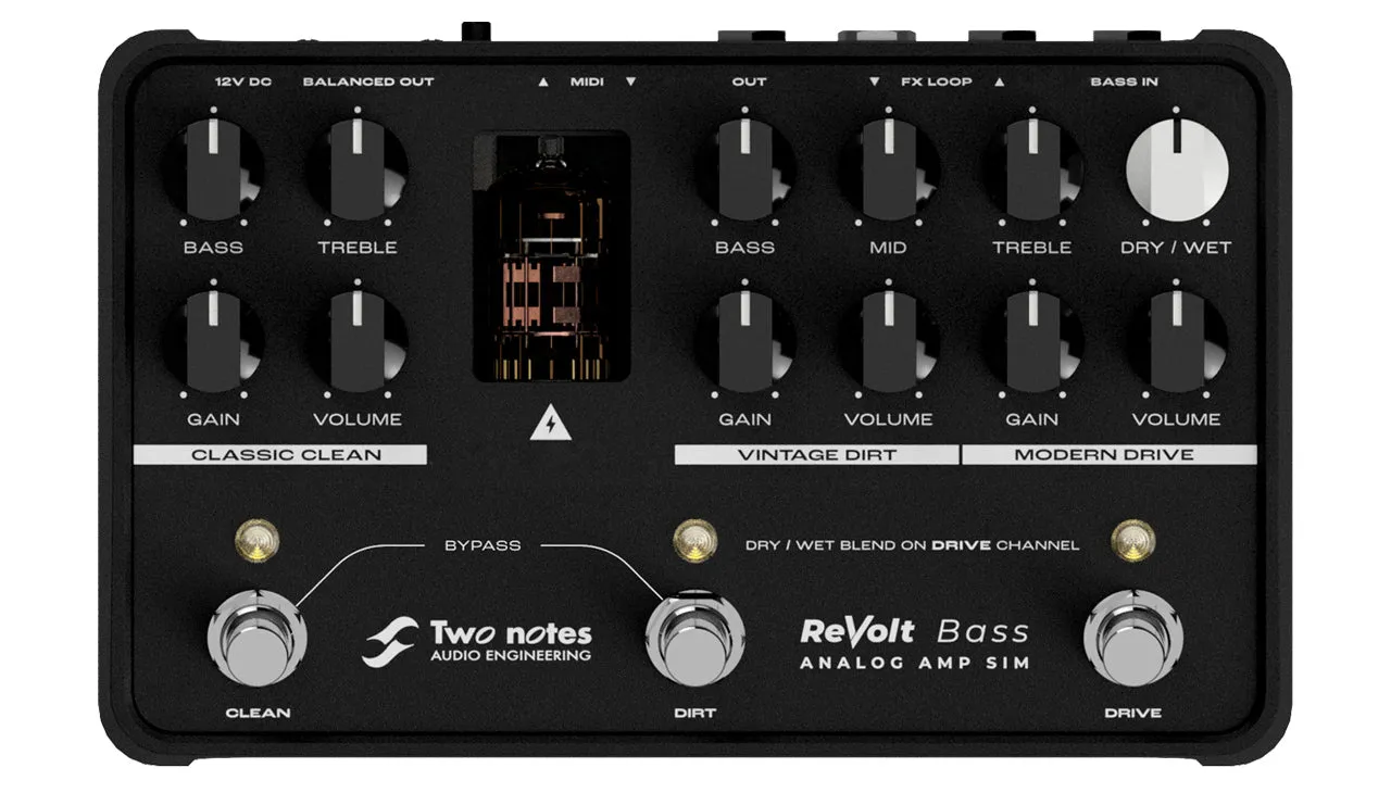 Two Notes Revolt Bass 3 Channel Analog Amp Simulator Preamp Pedal