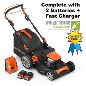 Yard Force Lithium-Ion 22" Self-Propelled 3-in-1 Mower with Torque-Sense Control - 2 Batteries & Fast Charger included