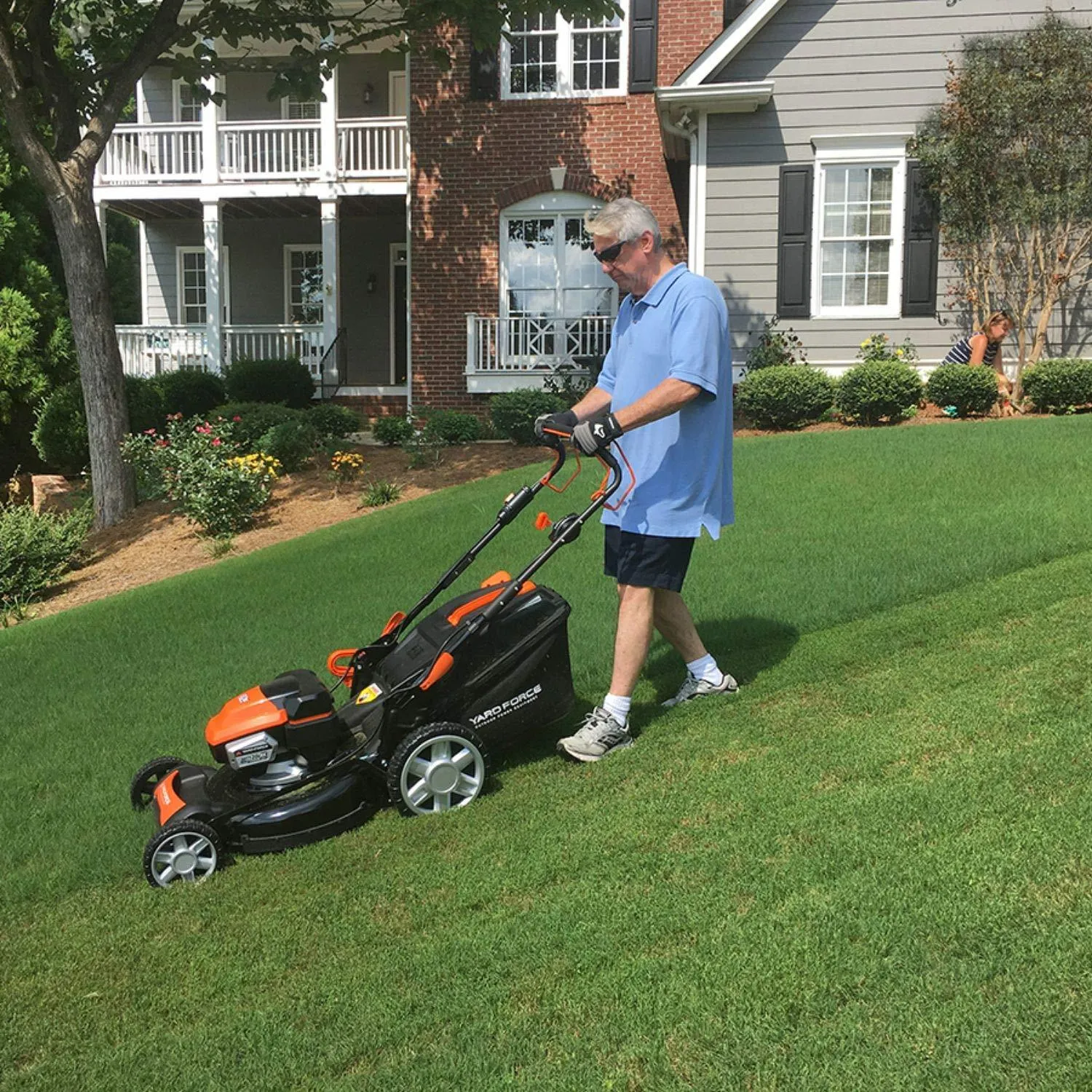 Yard Force Lithium-Ion 22" Self-Propelled 3-in-1 Mower with Torque-Sense Control - 2 Batteries & Fast Charger included